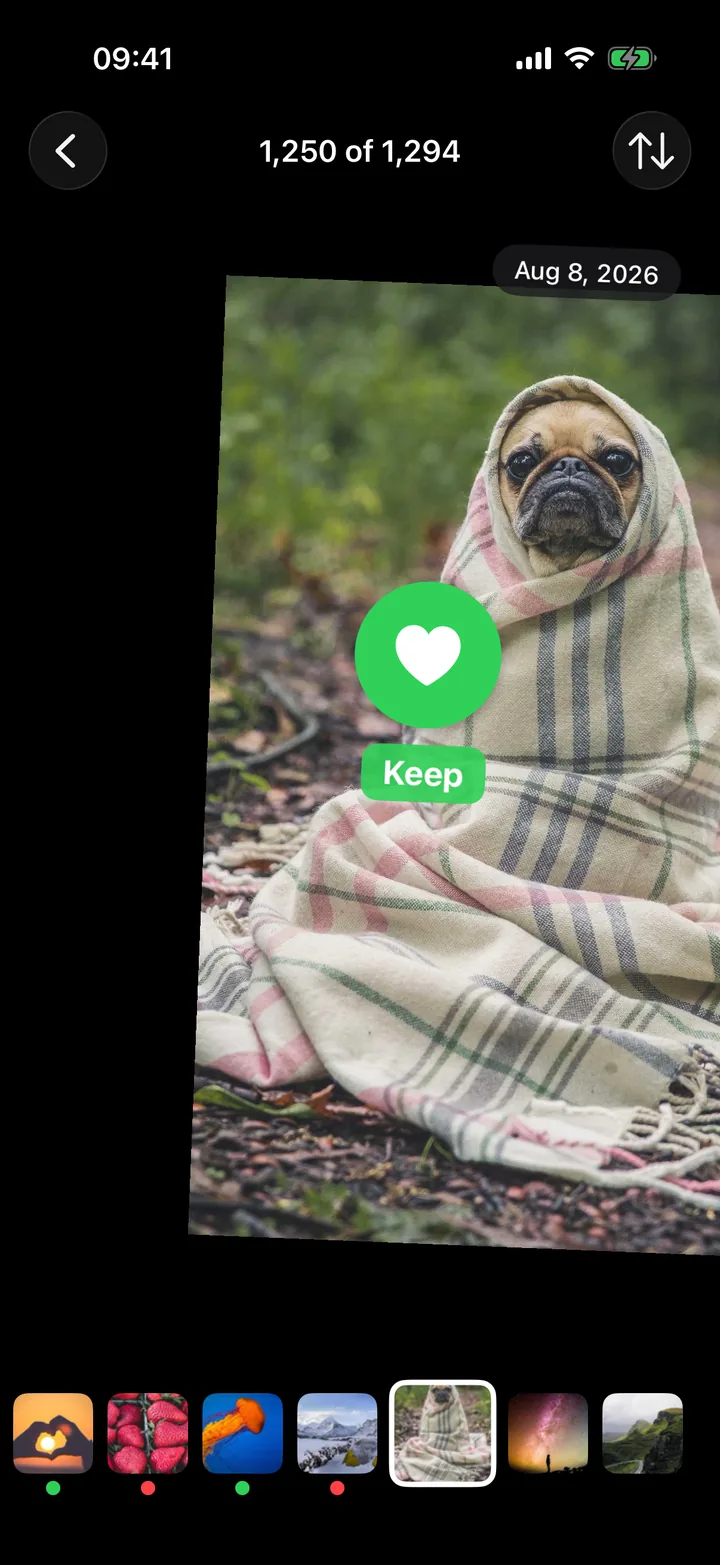 Swipe right to keep your favorite photos